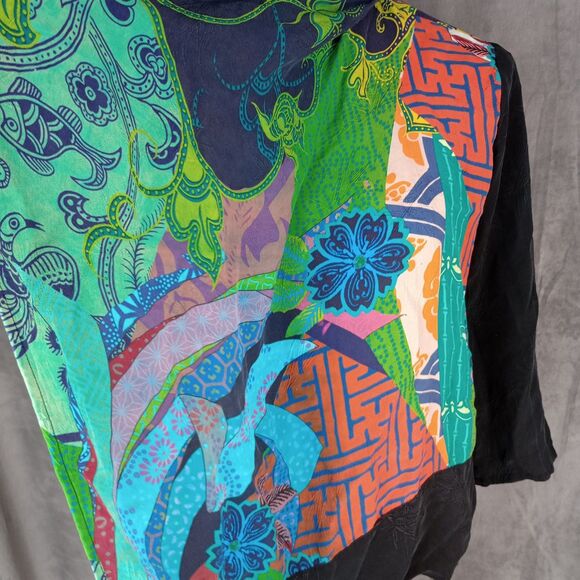 Citron Santa Monica Women's Open Front Cardigan Art Inspired Black Floral M - Picture 2 of 13